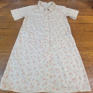 Vintage JCPenney Misses Robe Floral Cottagecore Snap Front Nightgown Size Medium